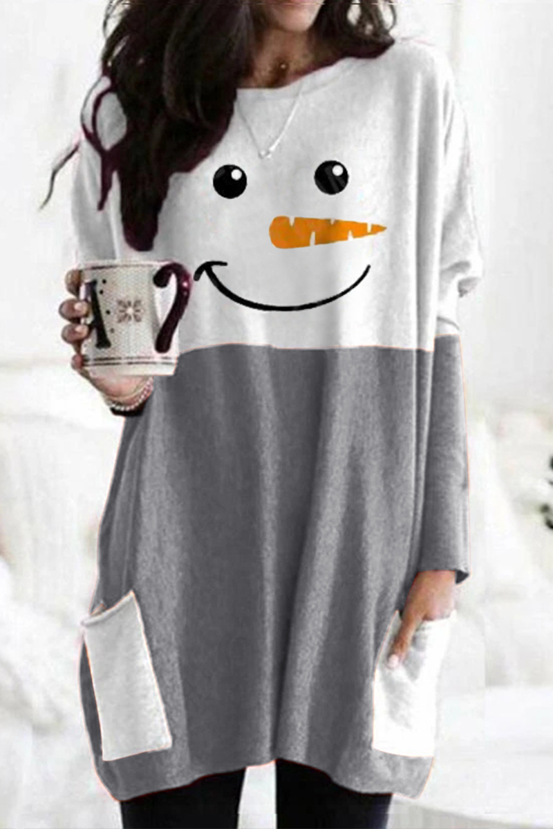 Robe de Noël imprimée patchwork pour femme