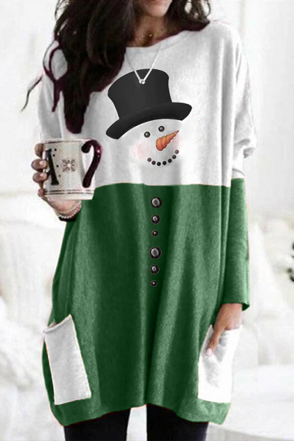 Robe de Noël imprimée patchwork pour femme