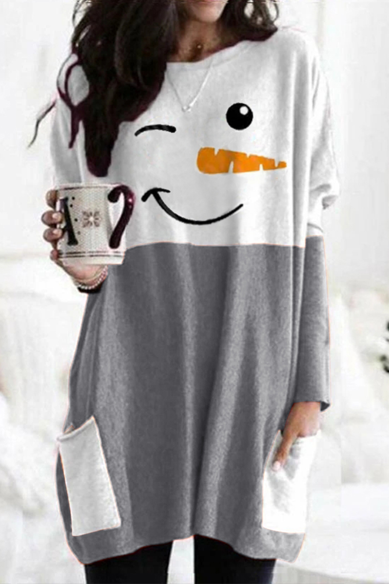 Robe de Noël imprimée patchwork pour femme