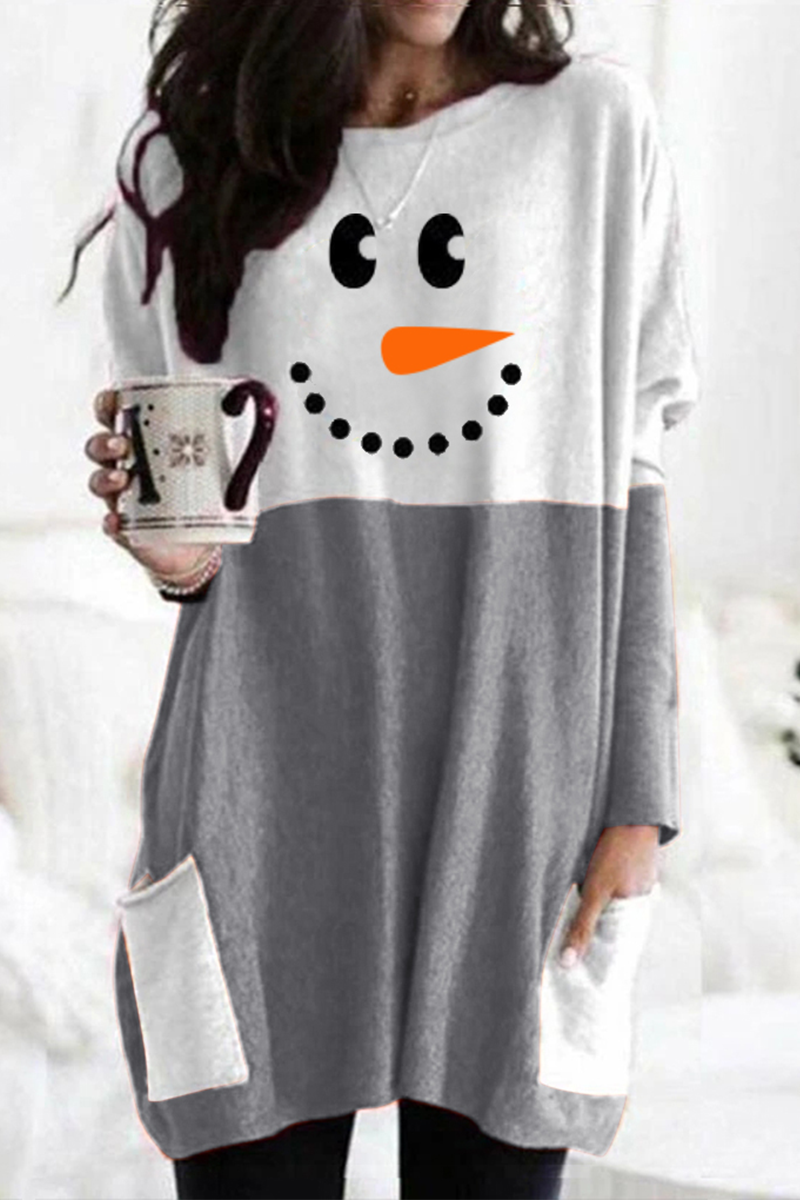 Robe de Noël imprimée patchwork pour femme