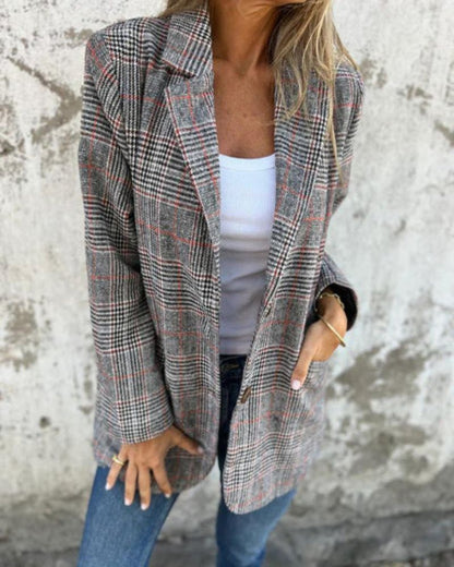 Blazer à carreaux élégant pour femme