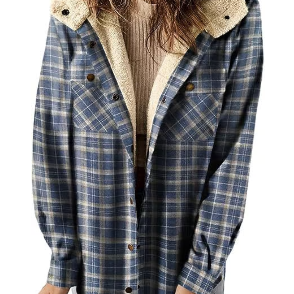 Veste d'automne à carreaux Décontractée à capuche