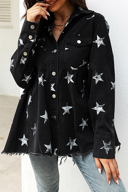 Veste en jean élégante à franges et boucle