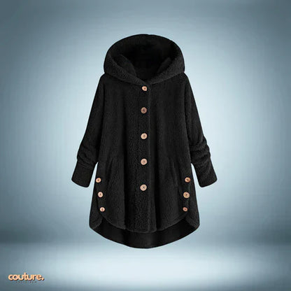 Veste teddy douillette à boutons et capuche