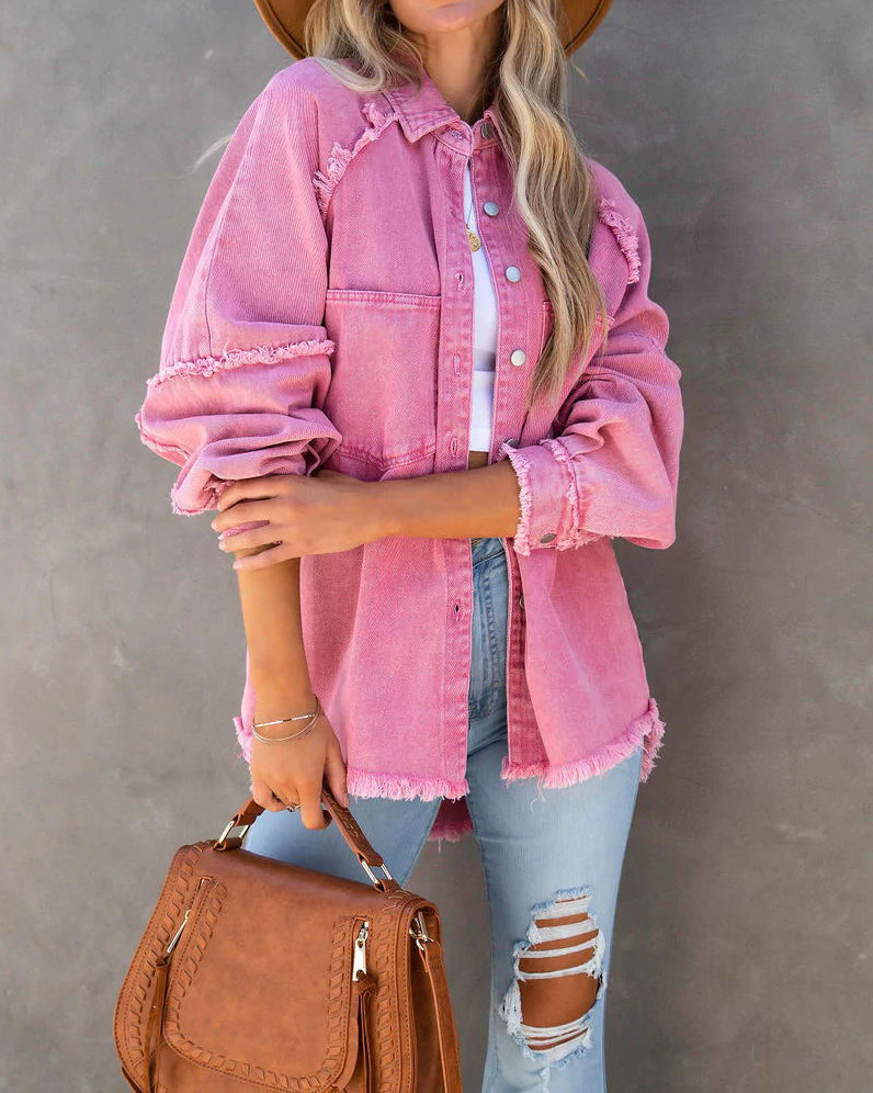 Veste en jean tendance style patchwork