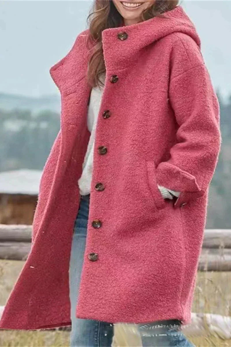 Veste de mi-saison femme à capuche et boutons, style moderne