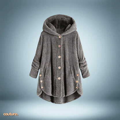 Veste teddy douillette à boutons et capuche