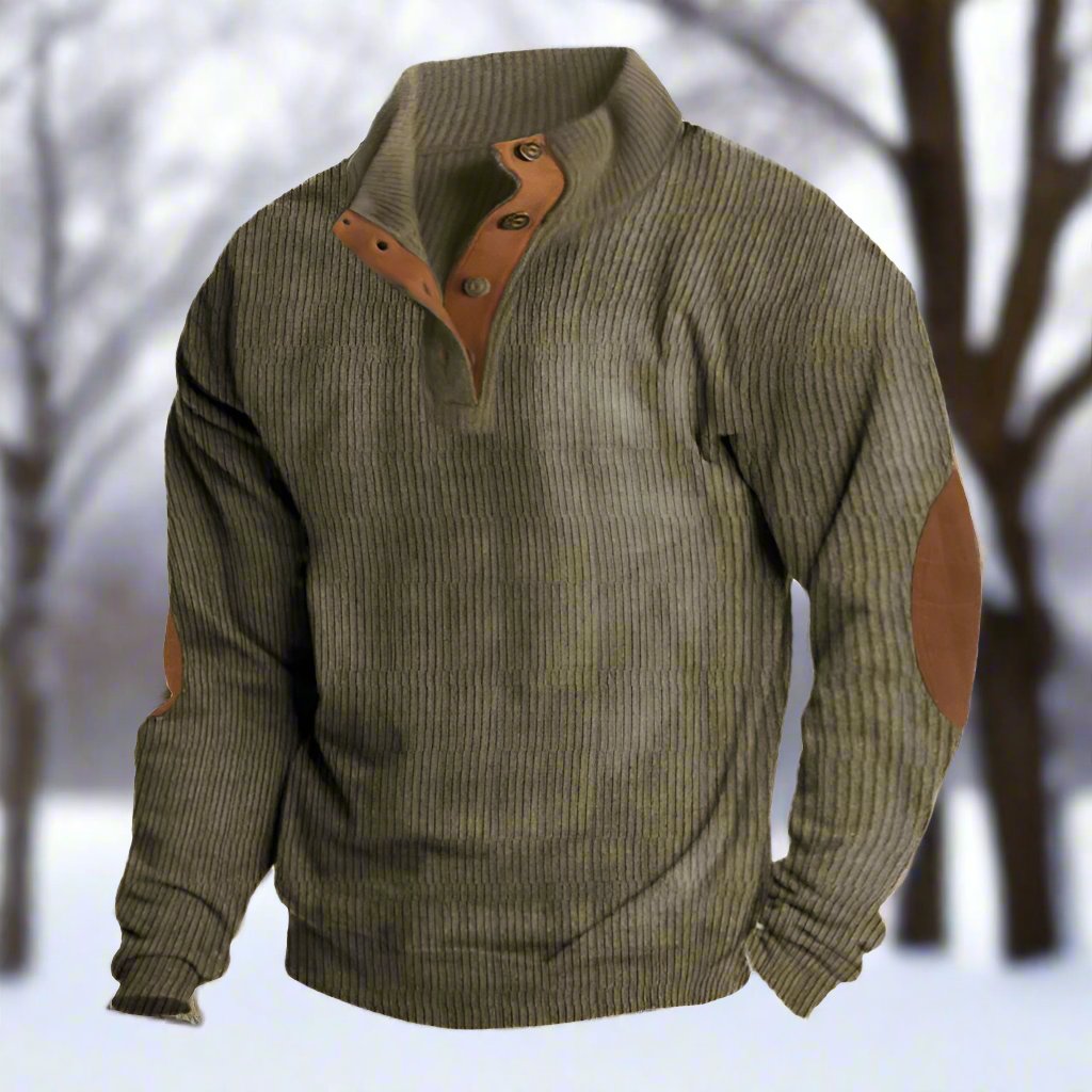 Stylischer Stehkragenpullover Wildleder Effekt - IdealeKleiden