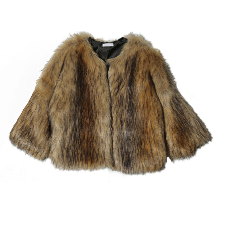 Manteau de luxe pour femme en fausse fourrure élégant et volumineux