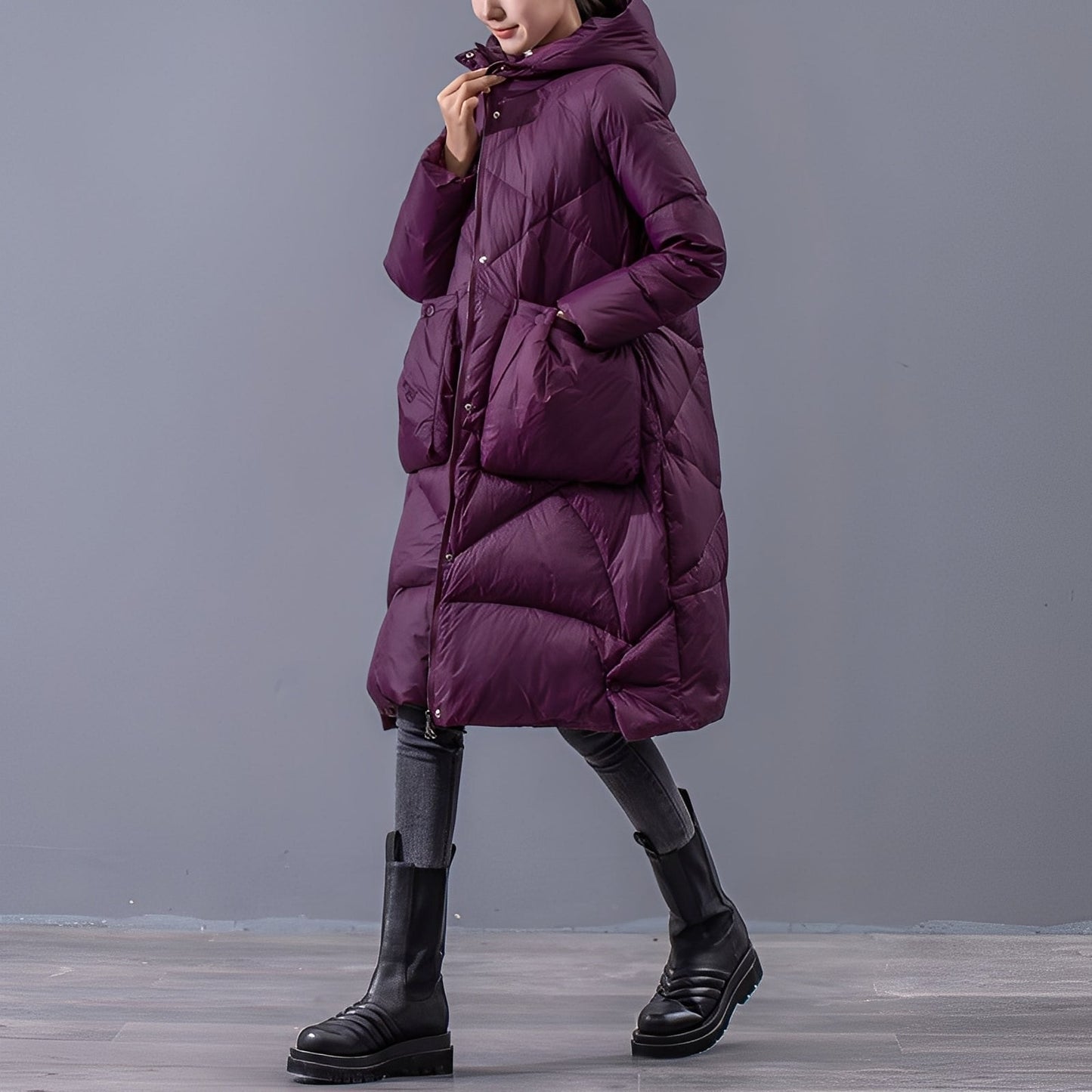 Manteau à capuche Femme Grandes poches Confortable
