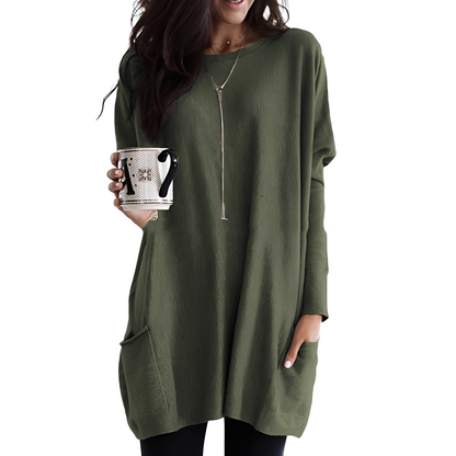 Pull pour femmes long, confortable, avec poches