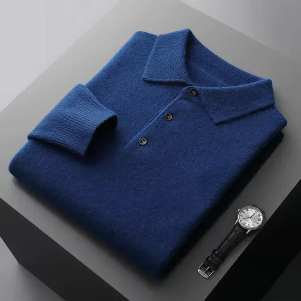 Merino Polo Pullover Rippbündchen Warm - IdealeKleiden