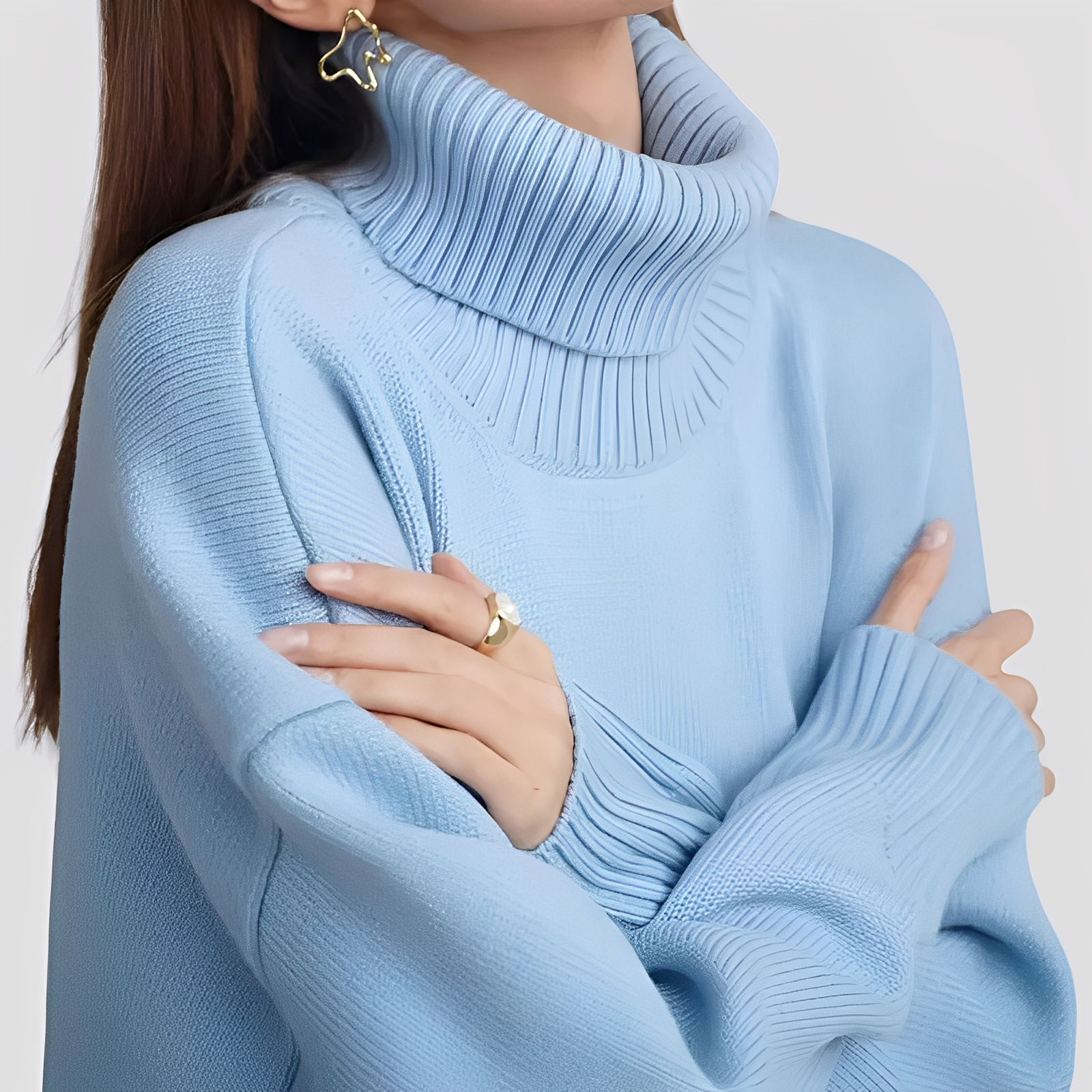 Übergroßer Damen Rollkragen Pullover Bequem - IdealeKleiden