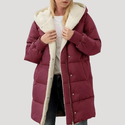 Manteau matelassé d'hiver pour femme avec capuche et chaud