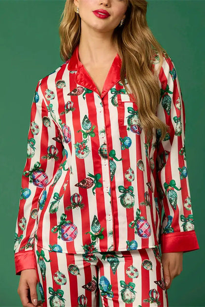 Ensemble pyjama de Noël motif rayé festif