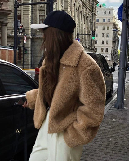 Manteau en fausse fourrure doux femme hiver