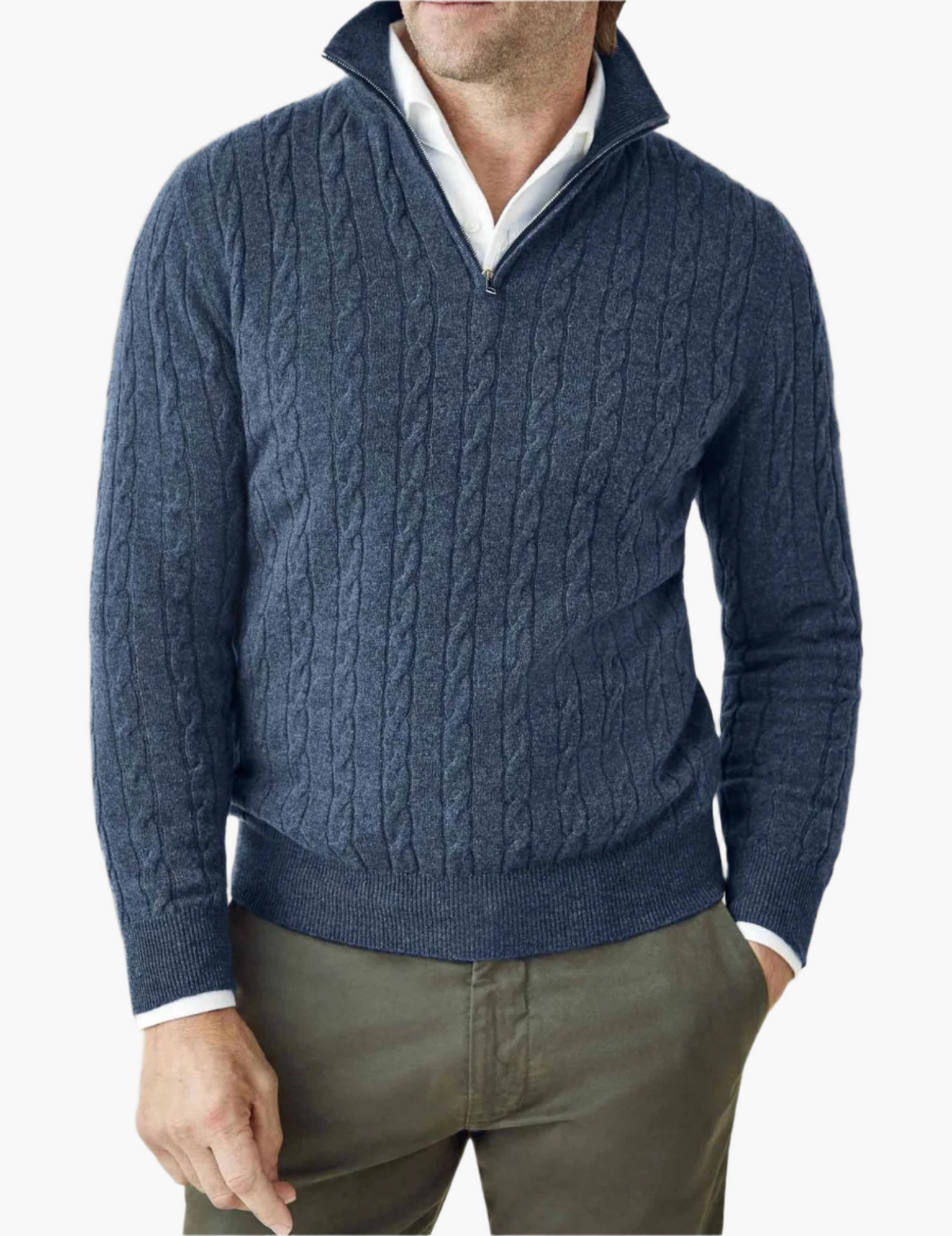 Pull en maille torsadée élégant avec fermeture éclair
