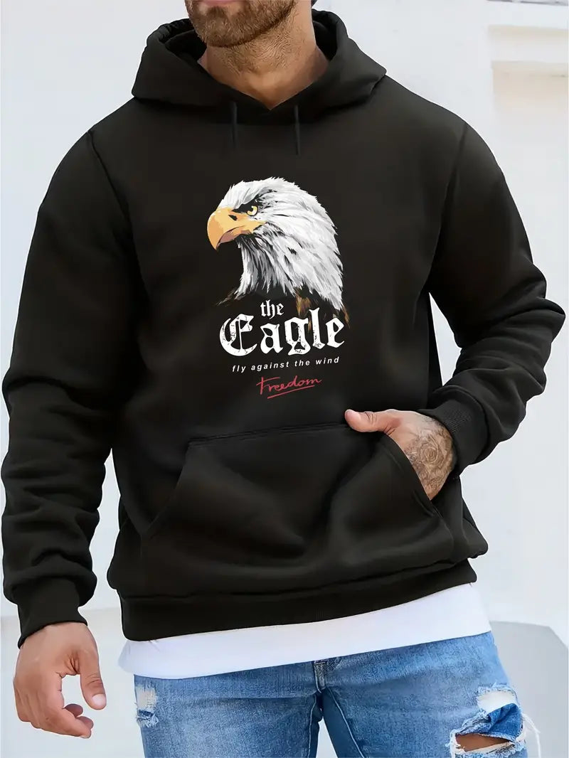 Sweatshirt à capuche homme motif aigle tendance