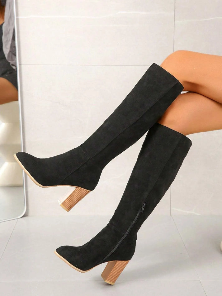 Bottes hautes pour femme, chaudes, style hiver