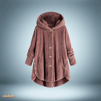 Veste teddy douillette à boutons et capuche