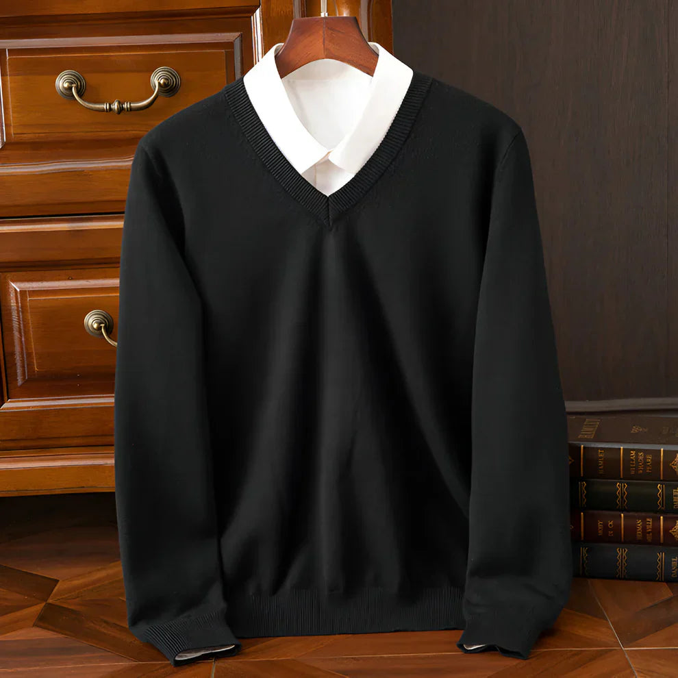 Pull en maille col V manches longues pour homme