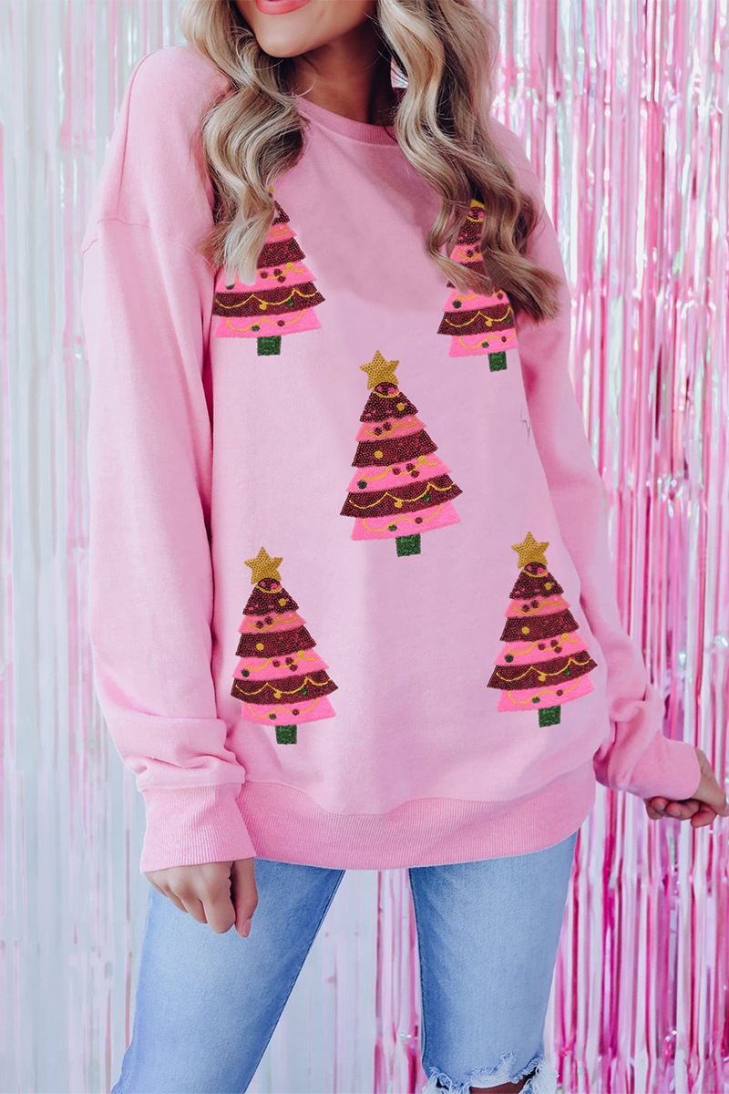 Sweatshirt de Noël brodé col rond scintillant