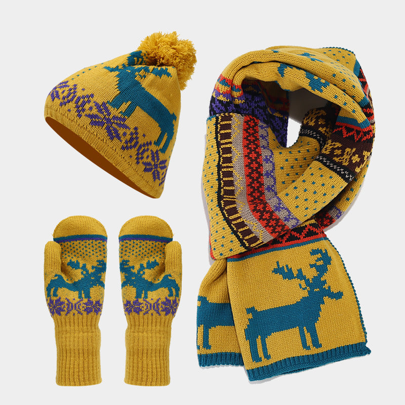 Ensemble d'accessoires de Noël : Renne Bonnet Écharpe Gants