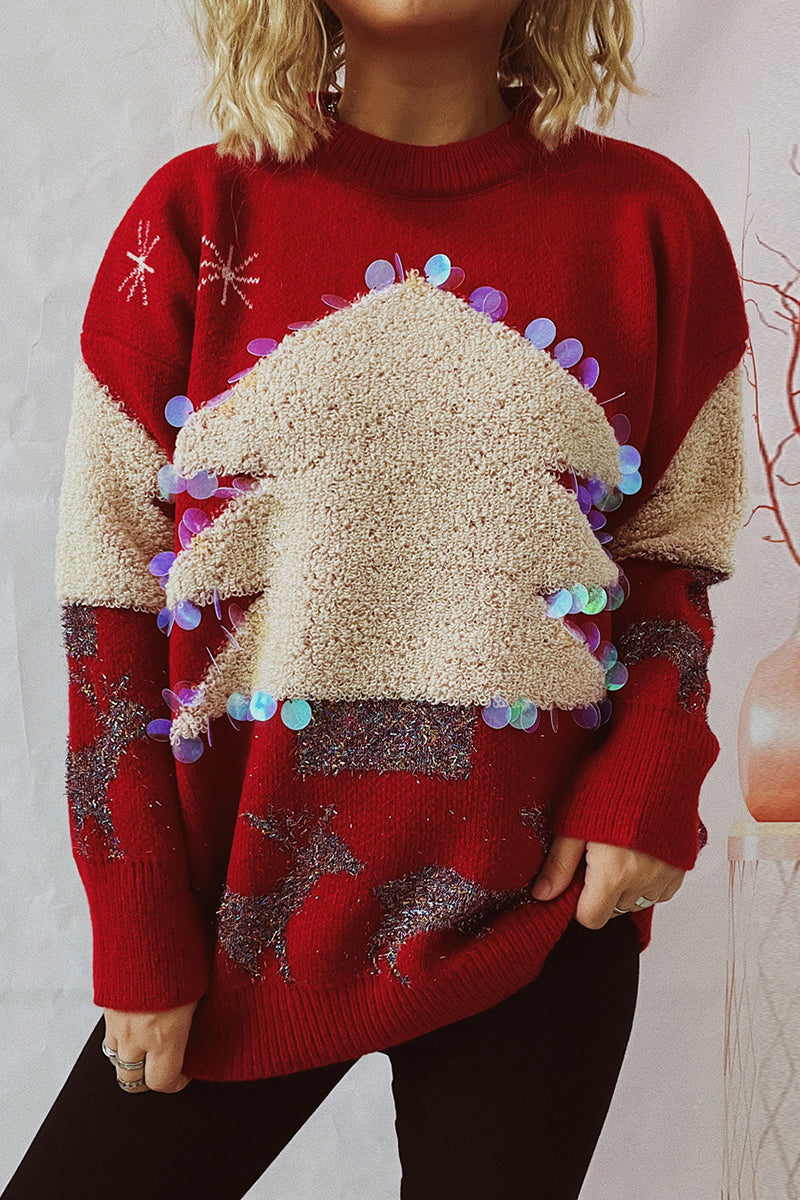 Pull de Noël Décontracté Paillettes Brillantes Design