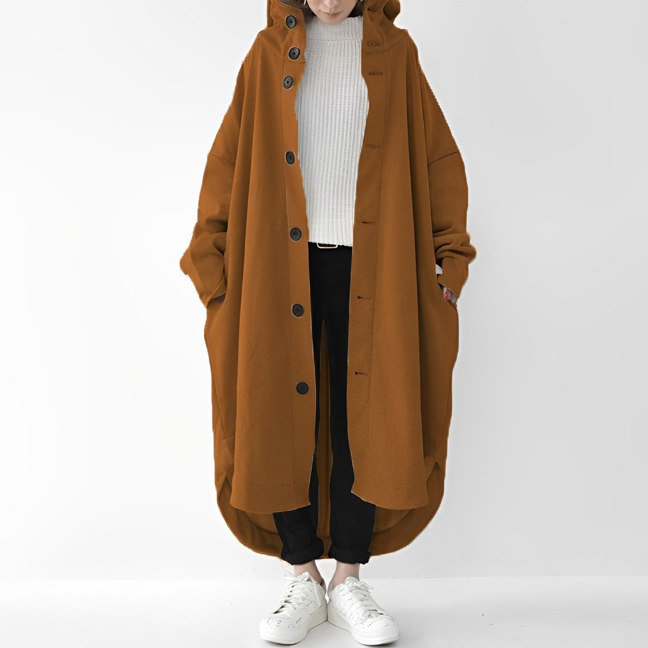 Trench-coat long pratique pour femme