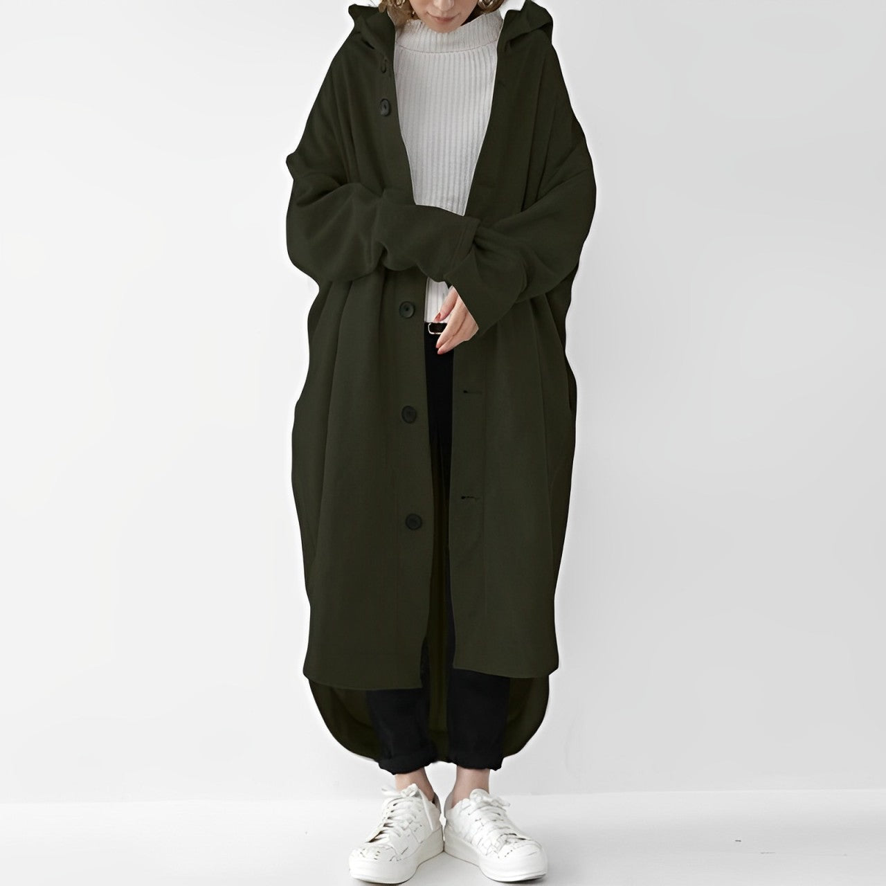 Trench-coat long pratique pour femme