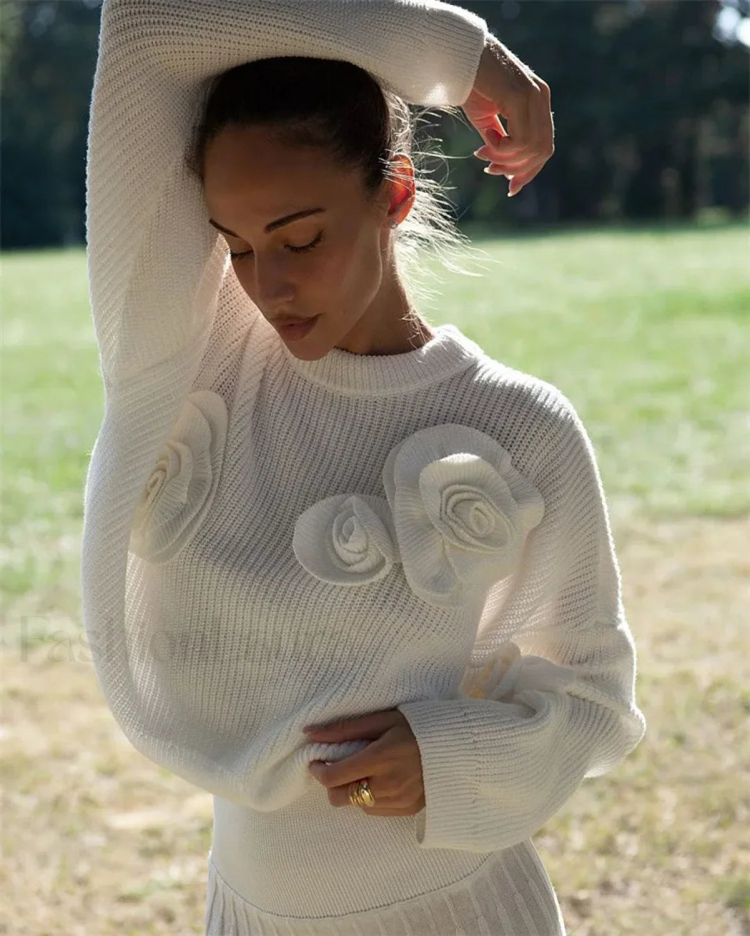 Pull romantique en polaire 3D pour femme