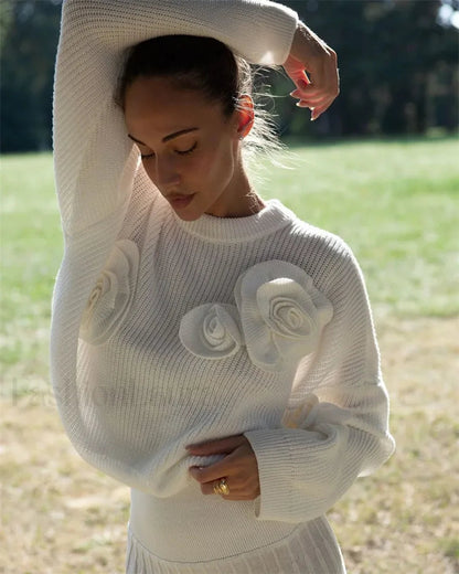 Pull romantique en polaire 3D pour femme