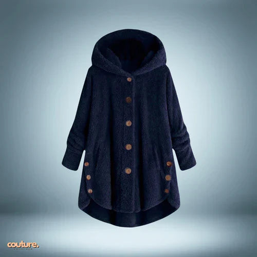 Veste teddy douillette à boutons et capuche