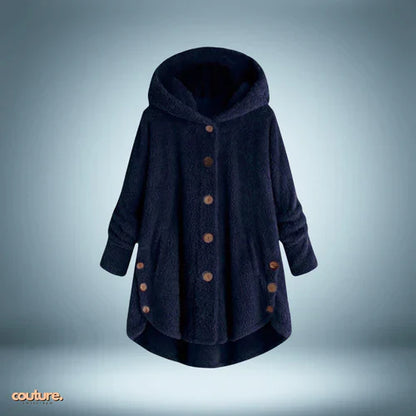 Veste teddy douillette à boutons et capuche