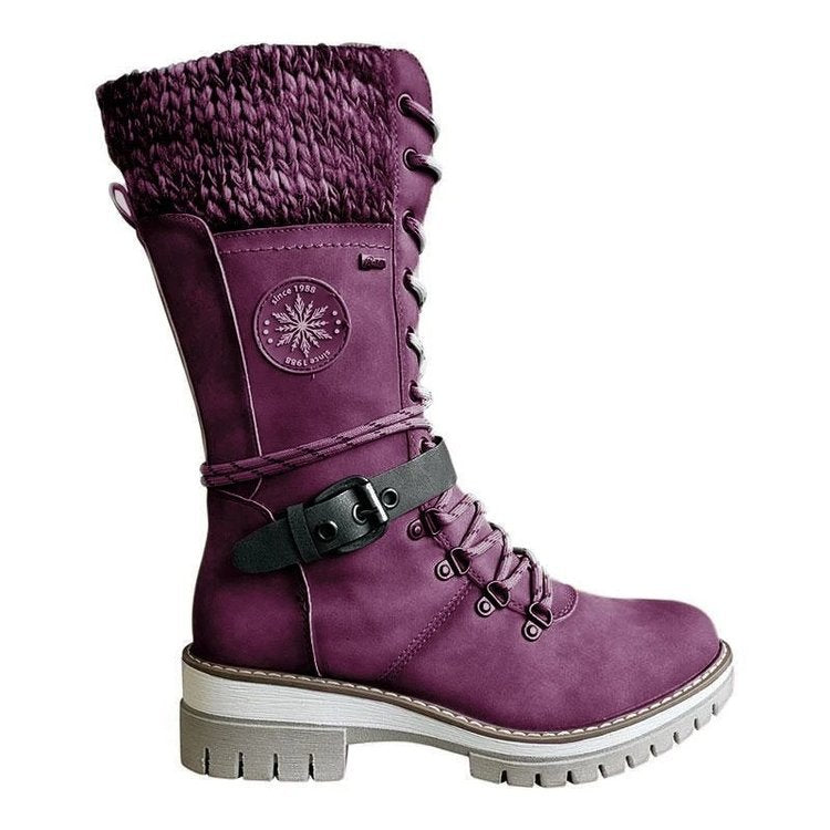 Bottes femme hiver chaud à lacets