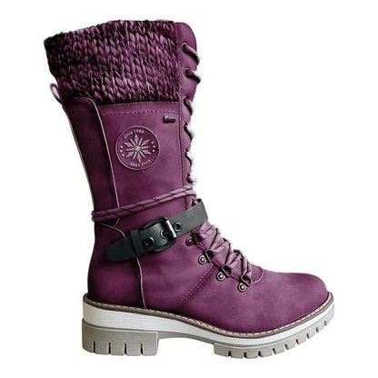Bottes femme hiver chaud à lacets