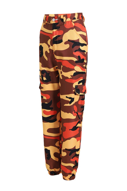 Pantalon cargo femme style camouflage taille élastique pratique