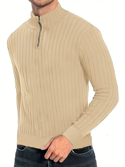 Pull col roulé homme moderne demi-zip