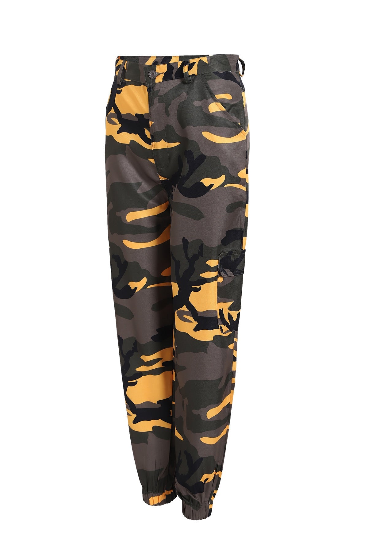 Pantalon cargo femme style camouflage taille élastique pratique