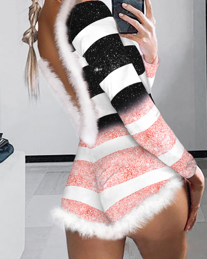 Body de Noël : Combinaison short sexy à motifs floraux