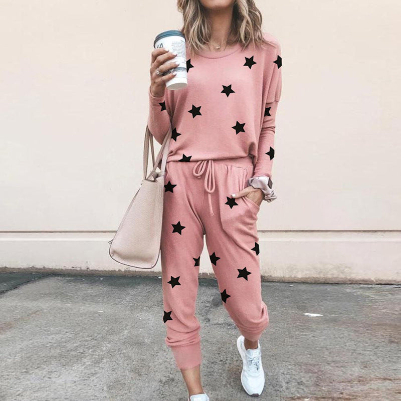 Ensemble de jogging pour femme Motif étoiles Élastique Confortable