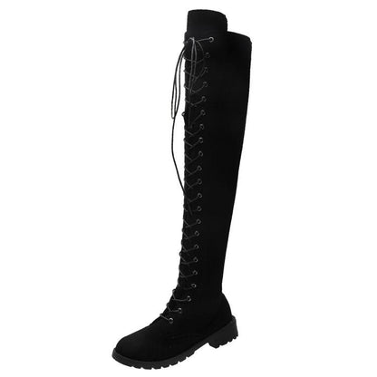 Bottes cuissardes pour femmes à lacets antidérapantes élégantes
