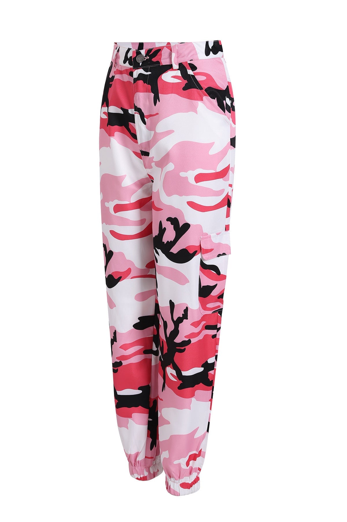Pantalon cargo femme style camouflage taille élastique pratique