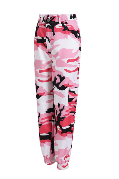 Pantalon cargo femme style camouflage taille élastique pratique