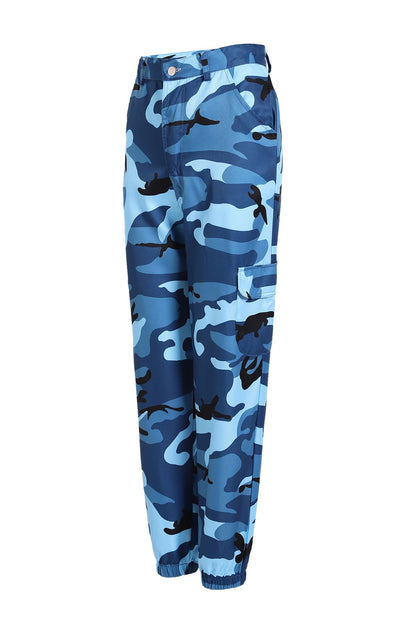 Pantalon cargo femme style camouflage taille élastique pratique