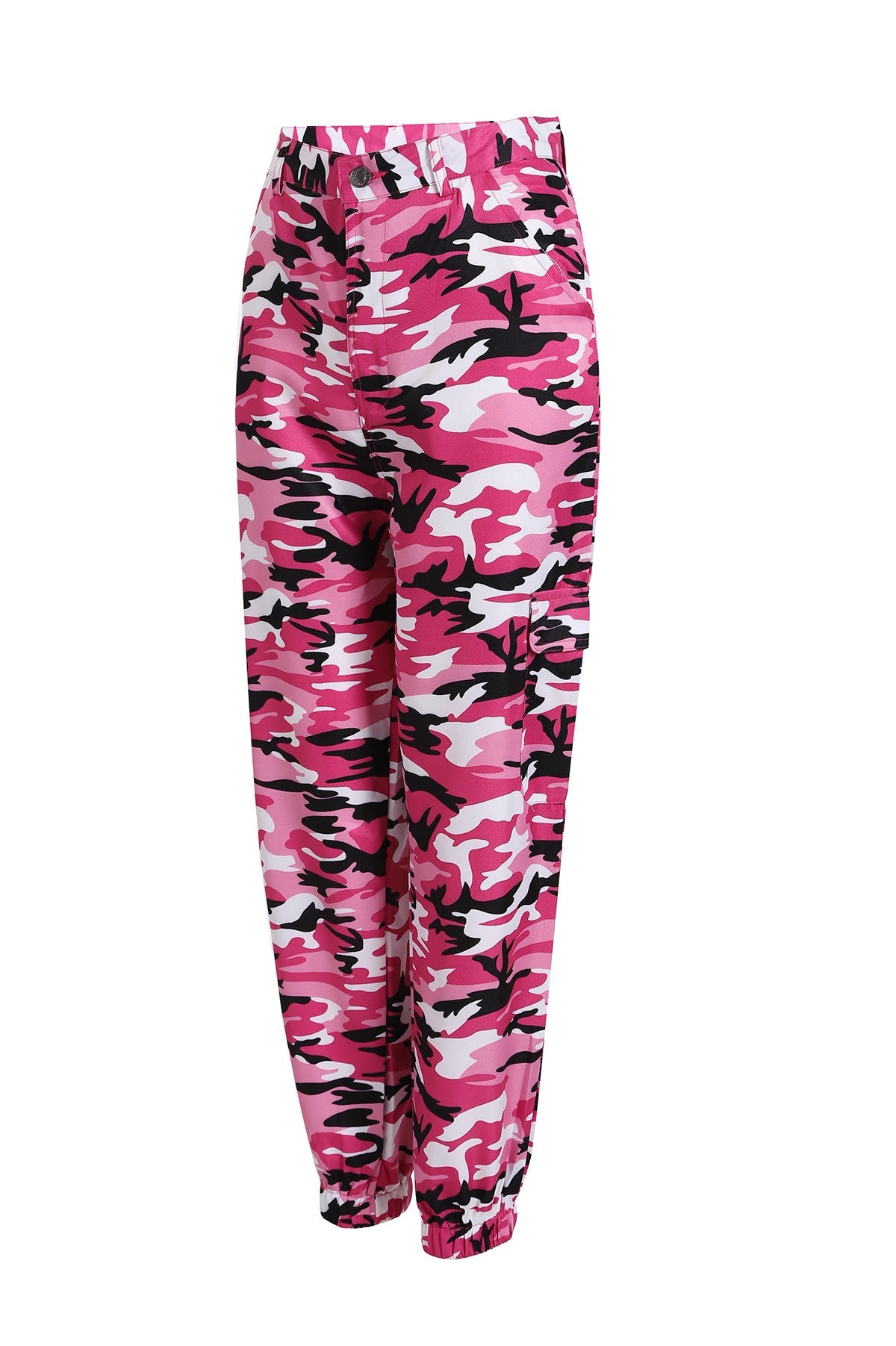 Pantalon cargo femme style camouflage taille élastique pratique