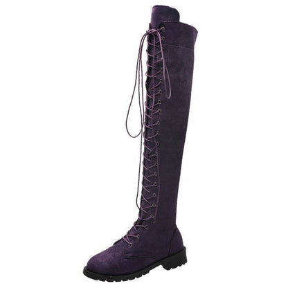 Bottes cuissardes pour femmes à lacets antidérapantes élégantes