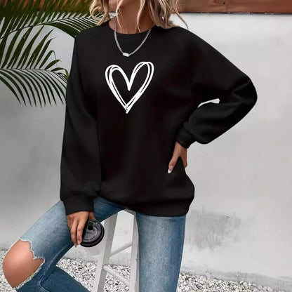 Sweat-shirt tendance femme col rond manches longues