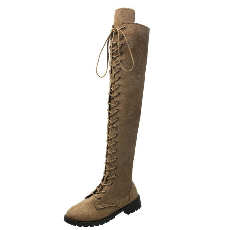 Bottes cuissardes pour femmes à lacets antidérapantes élégantes