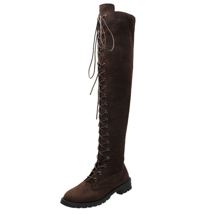 Bottes cuissardes pour femmes à lacets antidérapantes élégantes